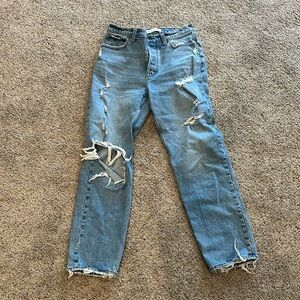 Distressed Blue Denim Jeans 27/4 long